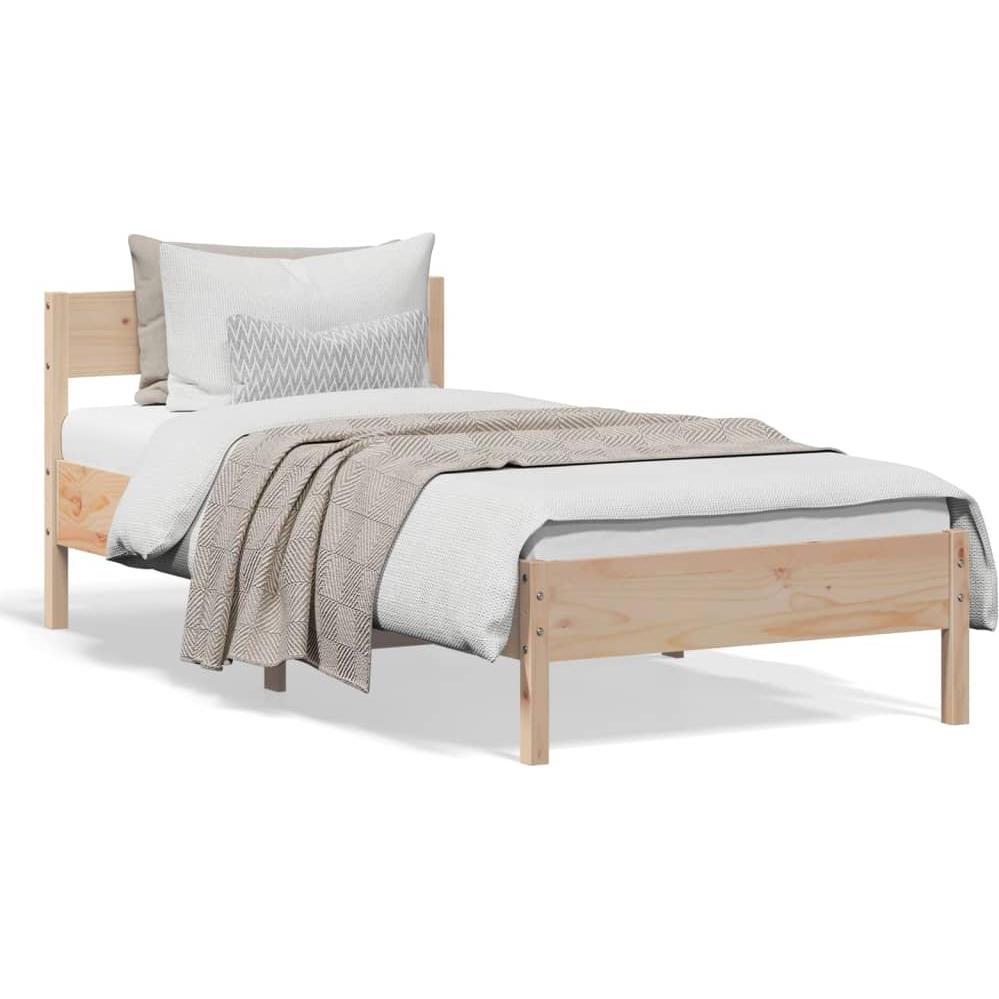 VidaXL, Bett, Bett mit Kopfteil Kiefer (90 x 190 cm)