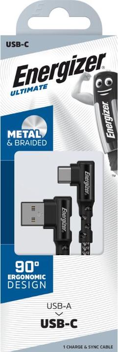 Produktbild Energizer 90°-Kabel - USB-C - 2 m, schwarz (2 m, USB 3.0)