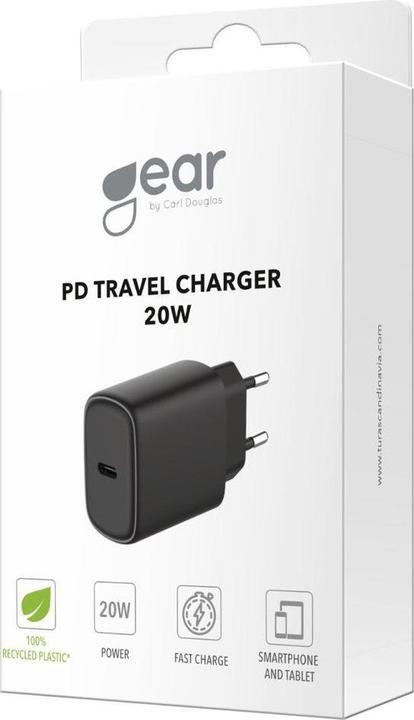 Image du produit Gear Chargeur 220V 1xUSB-C PD 20W Noir (20 W, 1 portion)