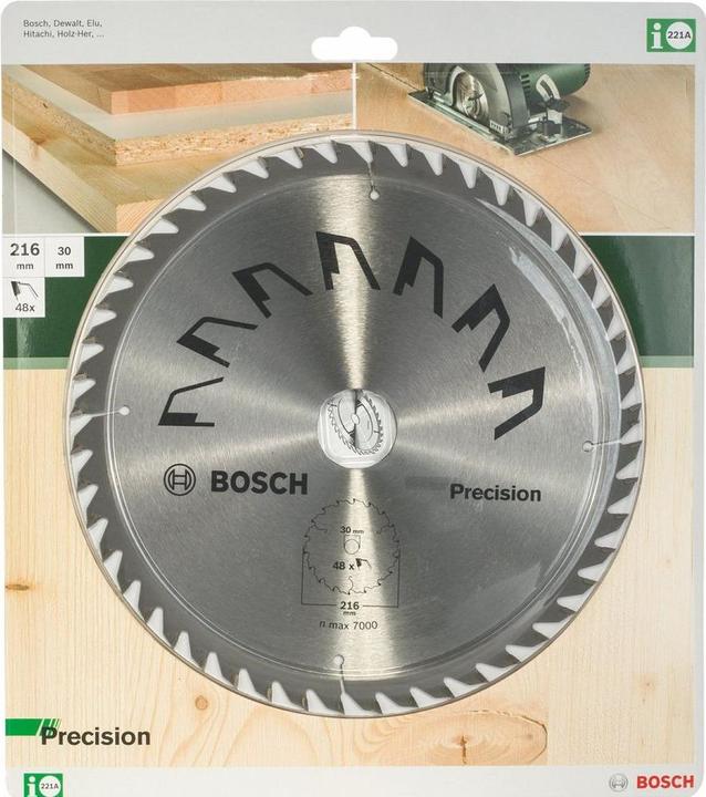 Actual product image Bosch Zubehör Circular saw blade PRECISION D= 216 mm Bore= 30 mm Z= 48