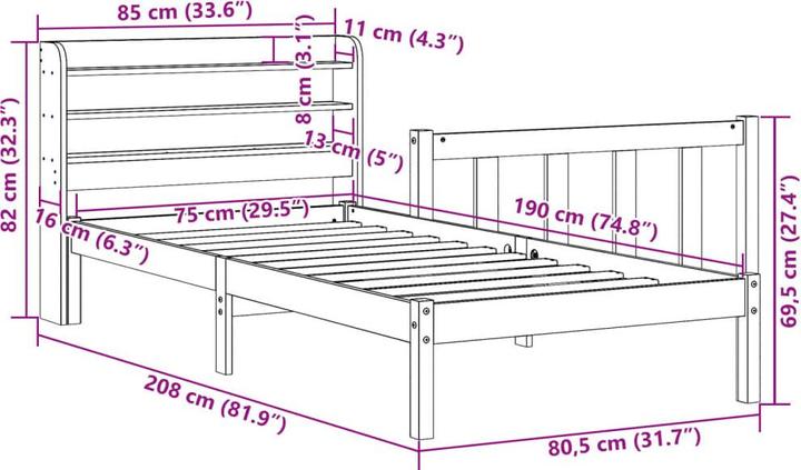 Produktbild VidaXL Bett ohne Matratze (135 x 190 cm)