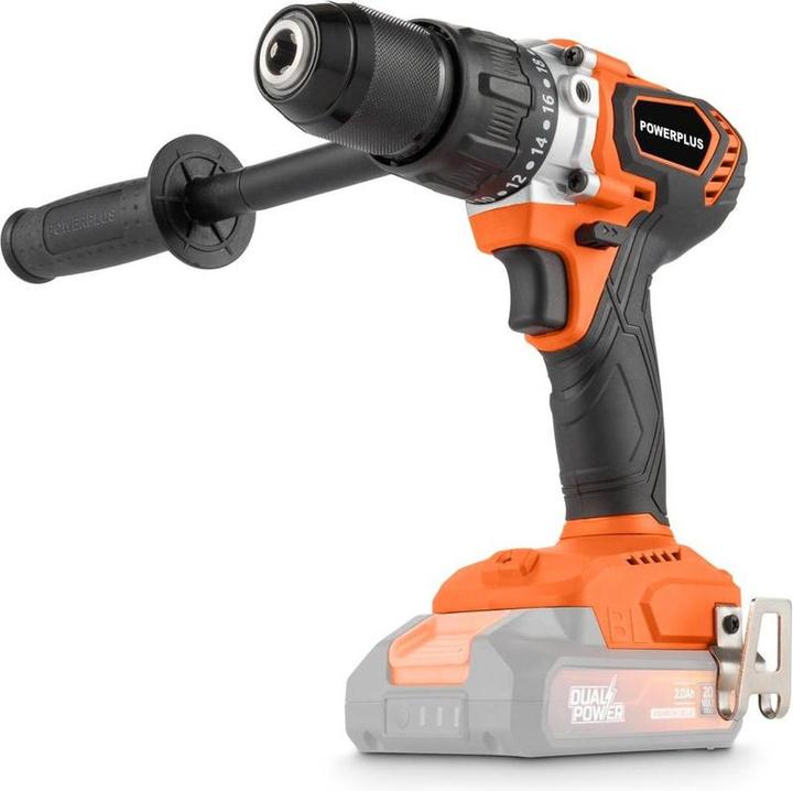 Actual product image Powerplus Dual power battery battery drill PowDP15250 - 3 in 1: drilling hammer drills and screws, 20 V drilli (Rechargeable battery operated)