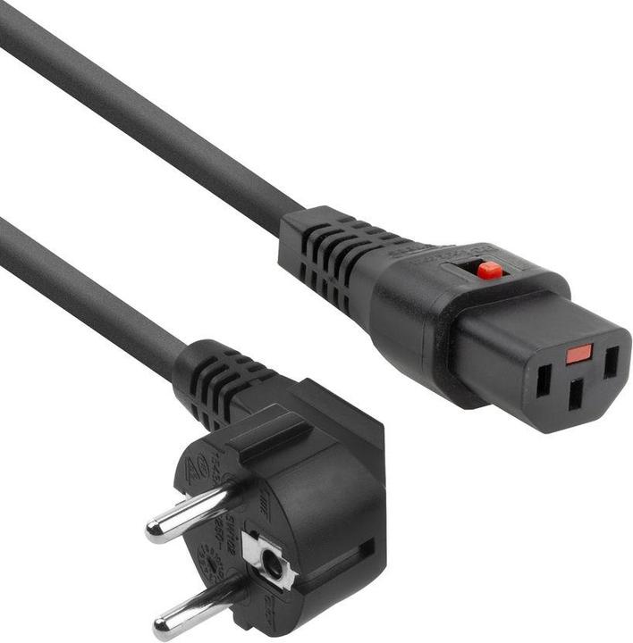 Iec Lock 230V connection cable CEE 7/7 male(angled) - C13 lockable black 2.00m (2 m)