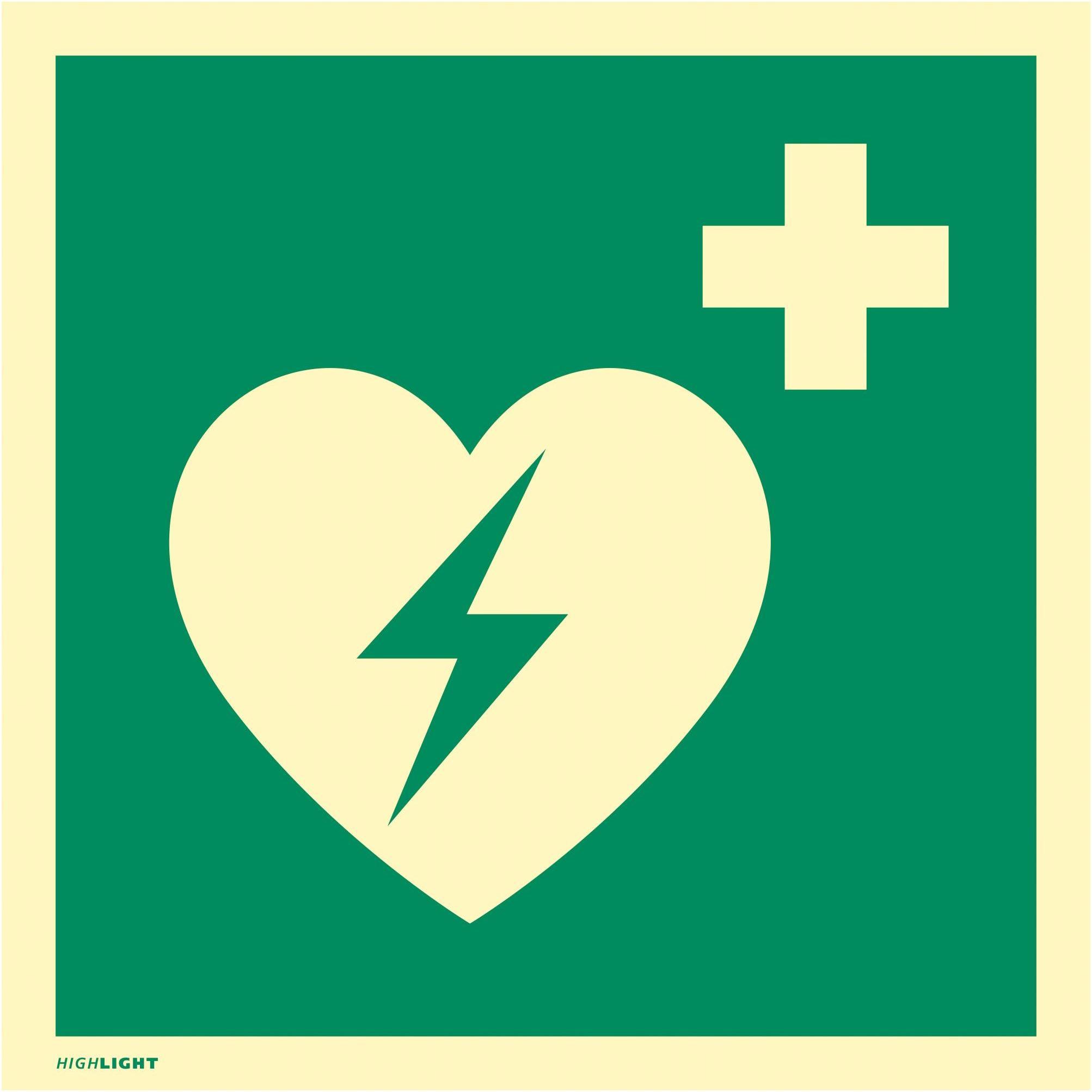 4x Moravia, Sicherheitskennzeichnung, Rettungszeichen Auto. Ext. Defibrillator Folie, 200x200 mm