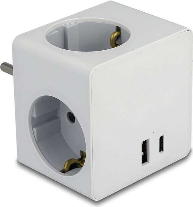 Actual product image Delock 3-way socket outlet cube with child safety lock (3x, CEE 7/3)