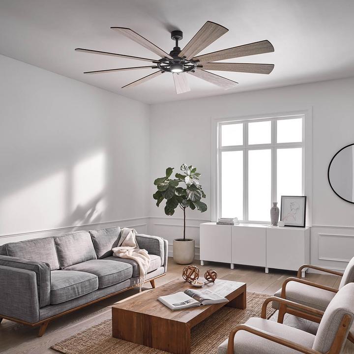 Actual product image Elstead Lighting Gentry XL silent ceiling fan with LED light Ø216cm DC motor wood + remote control