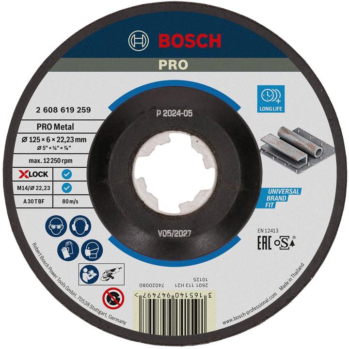 Immagine prodotto Bosch Professional Zubehör Disco da sbavo PRO Metal X-Lock, 125 x 6 x 22,23 mm