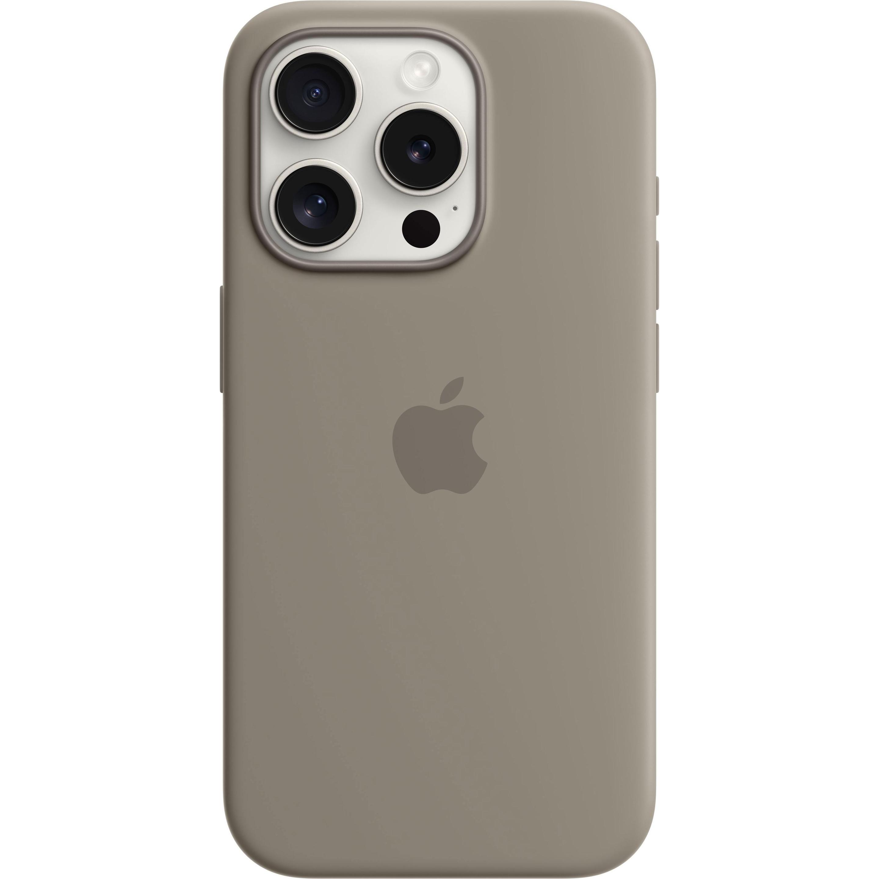 Apple Silikon Case mit MagSafe (Apple iPhone 15 Pro), Smartphone Hülle, Braun