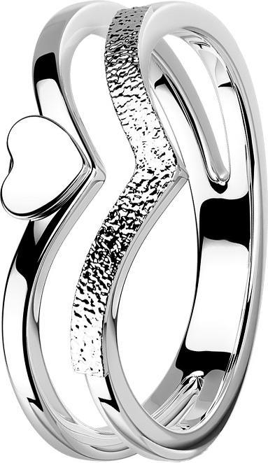 Produktbild Star Piercing Ring silber zwei Winkel mit Herz (57, Stahl)