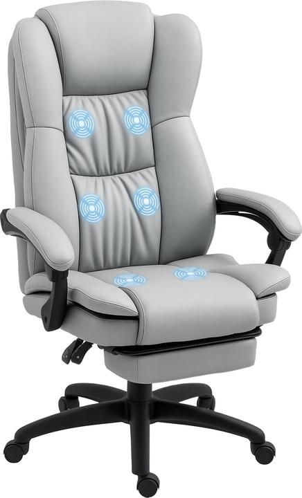 Produktbild Vinsetto Bürostuhl mit Massagefunktion Kunstleder, Schaumstoff Hellgrau (46 - 54 cm)