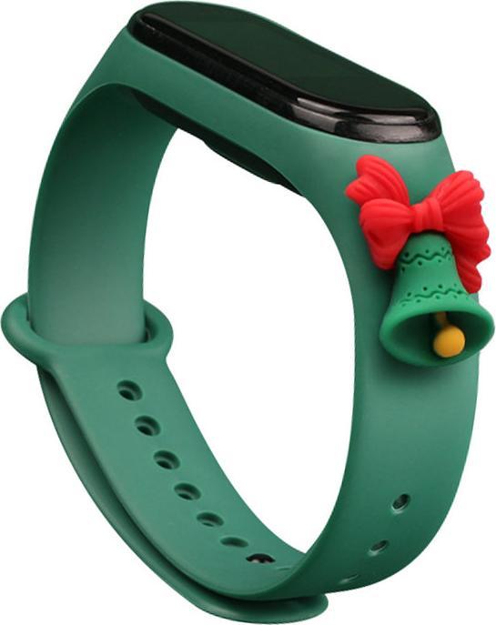Hurtel Strap Xmas Wristband for Xiaomi Mi Band 4 / Mi Band 3 Christmas Silicone Strap Bracelet Dark Green ( (Plastic)