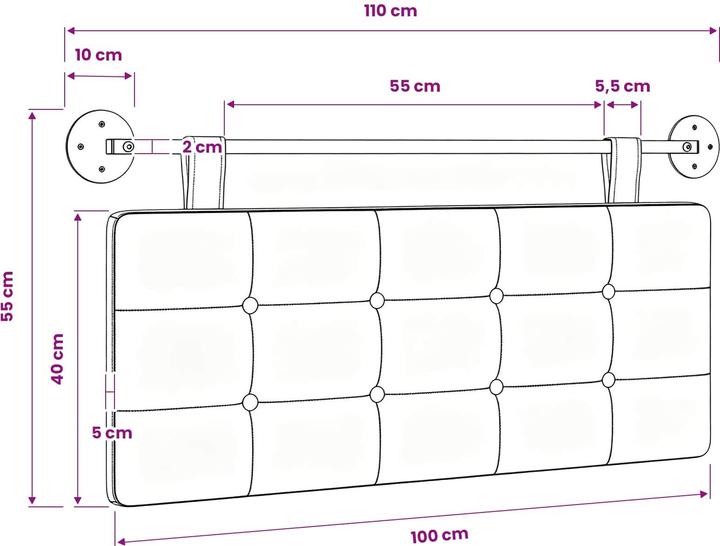 Actual product image vidaXL Schlafzimmer-Kopfteil (110 x 55 x 5 cm)