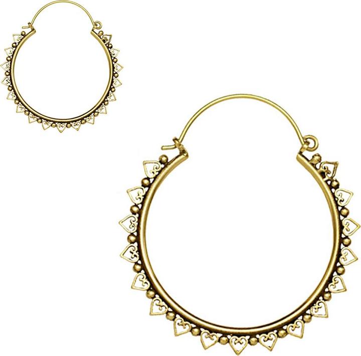 Image du produit Star Piercing Boucles d'oreilles dorées à l'or fin Coeurs filigranes avec boules (Laiton)