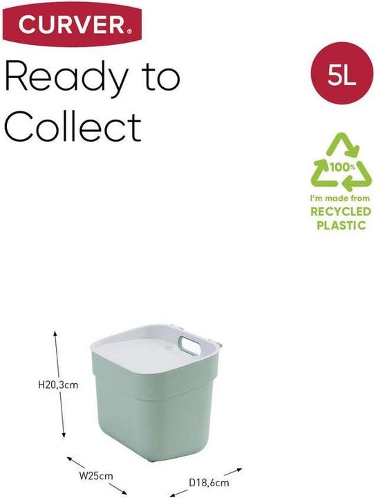 Produktbild Curver Kosz Do Segregacji śmieci 5l Ready To Collect Zielony (5 l)