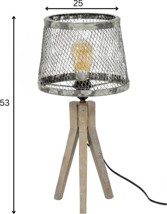 Produktbild famlights Tischleuchte Xenia aus massivem Holz und Metall in Silber (E27)