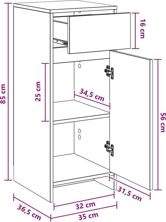 Produktbild vidaXL Badezimmeraufbewahrung (36.50 x 35 x 85 cm)