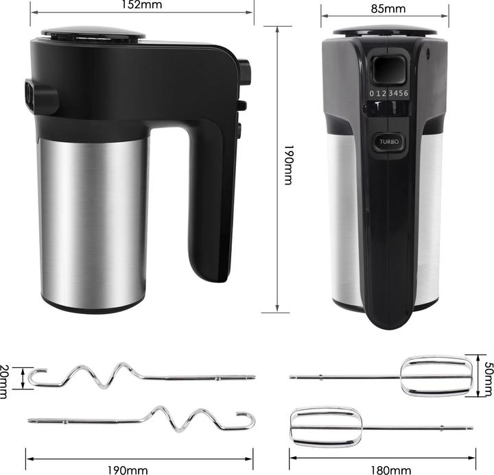 Image du produit Aigostar 300W Mixeur manuel Acier inoxydable VDE/Hanson (300 W)