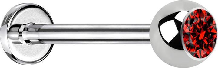 Actual product image Star Piercing Micro Labret silver with ball and crystal red (without brass, Surgical steel 316L)