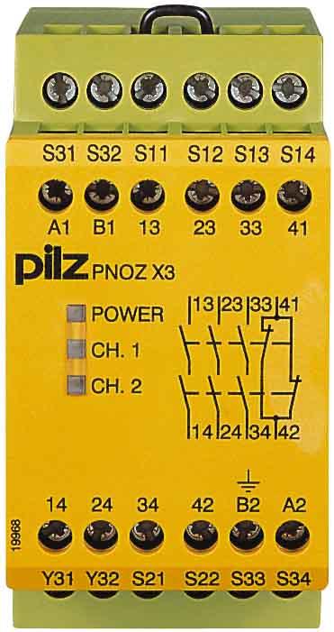Actual product image Pilz PNOZ X3 safety relay w/LED,230Vac/24Vdc