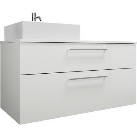 burgbad, Badmöbelset, Eqio Keramik-Aufsatzwaschtische, inklusive Waschtischunterschrank 4 Schubladen, Breite 1400m