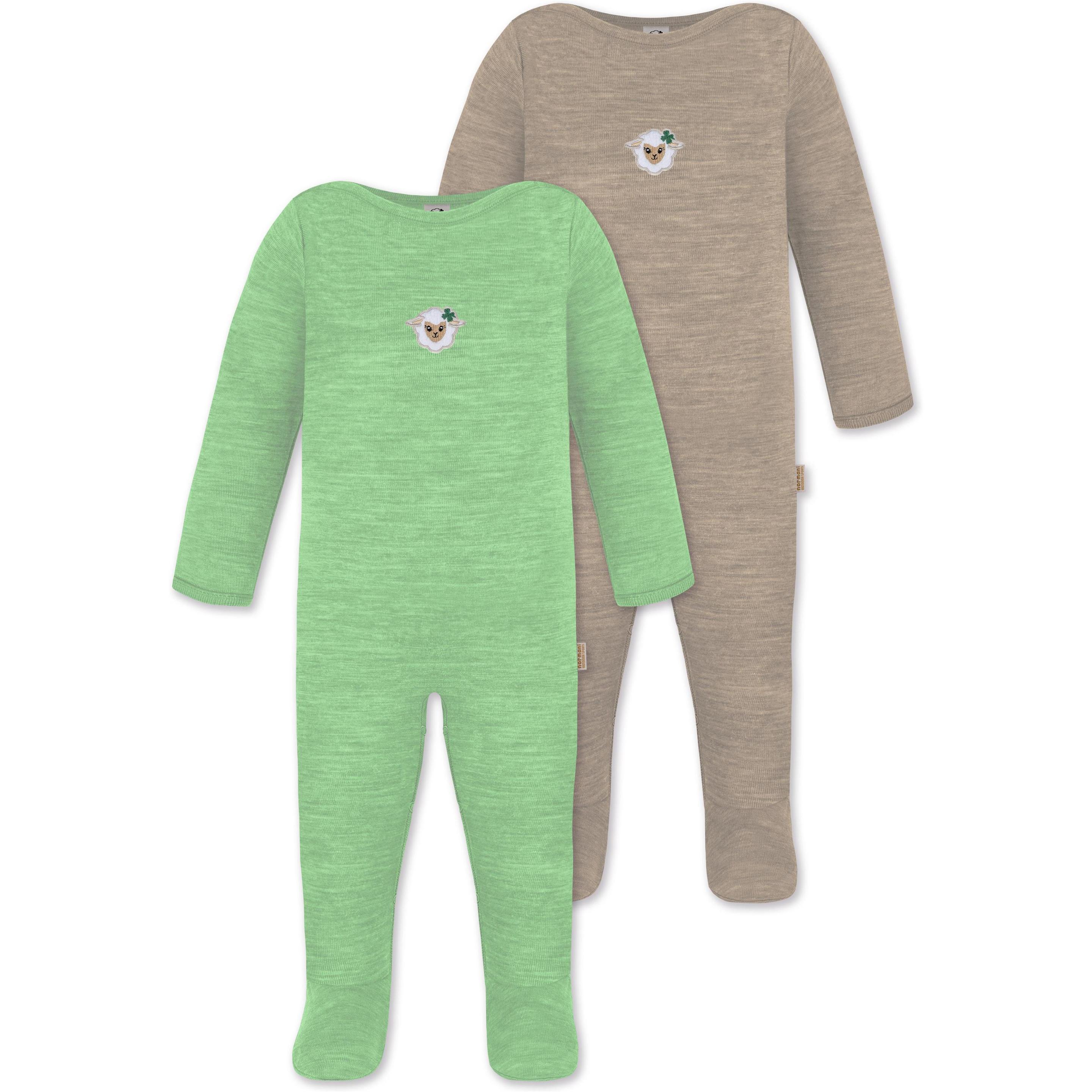 Normani, Herren, Strampler, 2er Pack MERINO Baby Merino Strampler „Levin" - 9413, Grün, (62)
