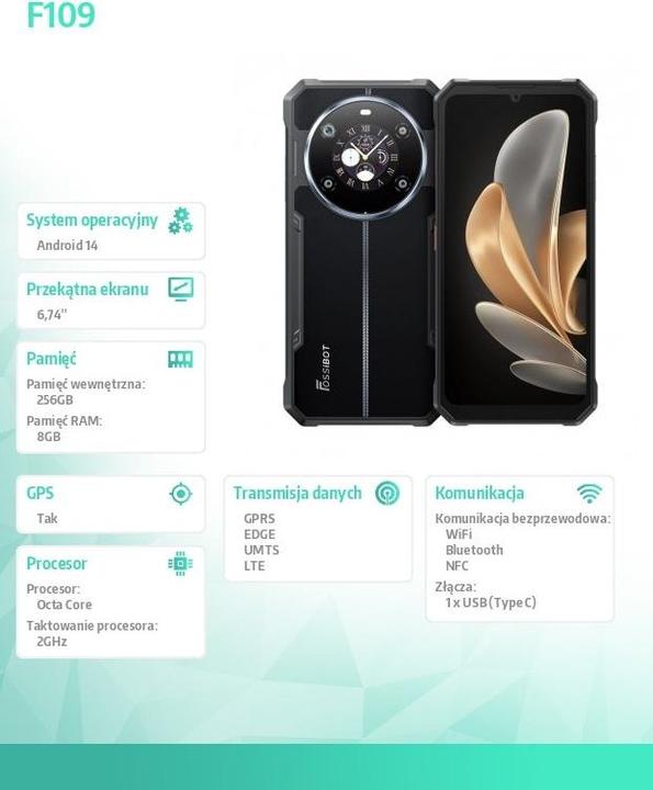Actual product image Fossibot Smartphone F109 schwarz (Black)
