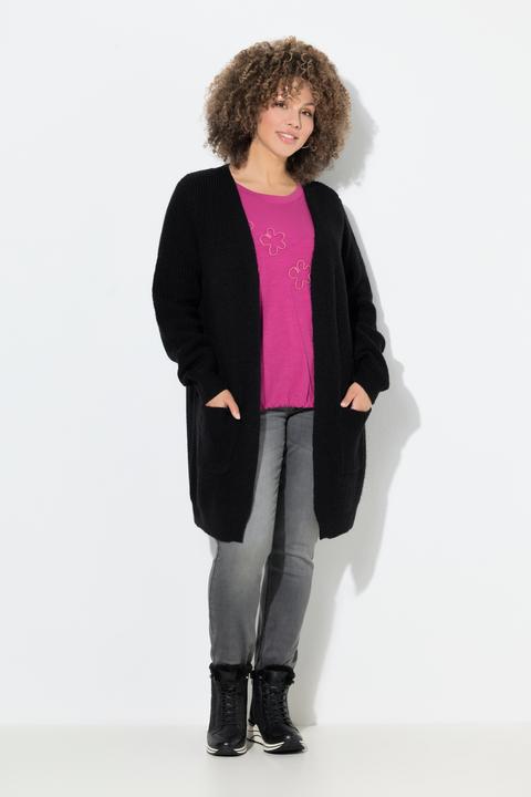 Immagine prodotto Ulla Popken Cardigan lungo con abbottonatura, scollo a V e maniche lunghe (42, 44)