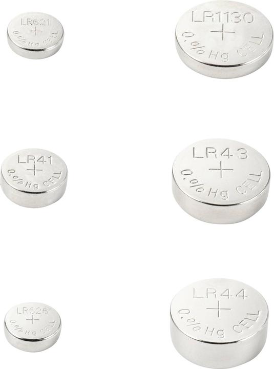 Productafbeelding Voltcraft Knoopcelset 6 x AG1, 12 x AG3, 6 x AG4, 9 x AG10, 3 x AG12, 6 (42 Pcs., A10, AG1, AG12, LR41, LR44, LR66)