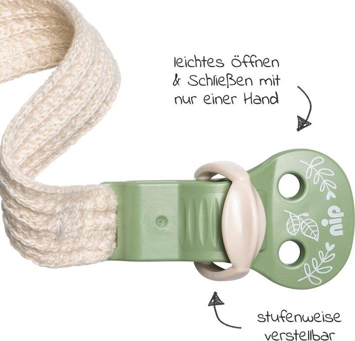 Image du produit NIP Schnullerketten Schnullerband stay green - aus Bio-Baumwolle - Grün (1 x)