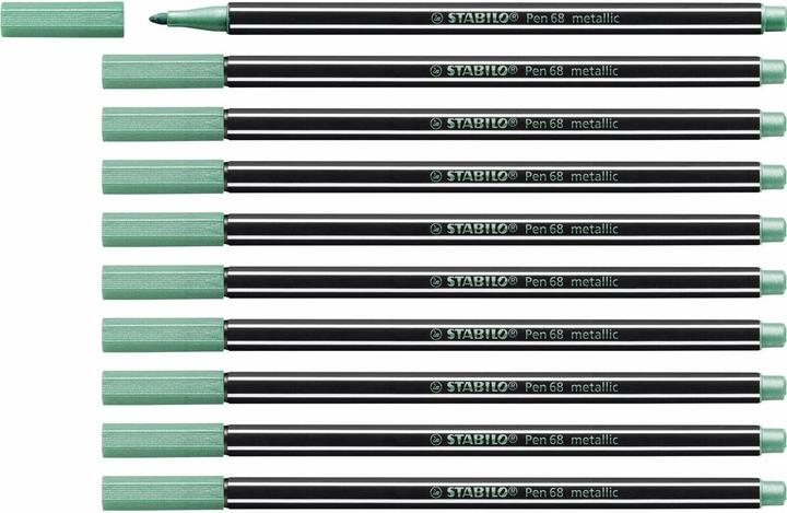 Label énergétique STABILO Stylo feutre métallique Premium - Pen 68 metallic - Pack de 10 - vert métallique (Vert Métallique, 10 x)