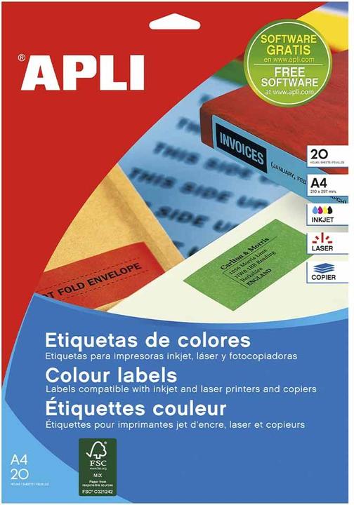 Produktbild Apli Spalvotieji APLAI, 70x37mm, apvalūs, geltoni, 20 arkų.