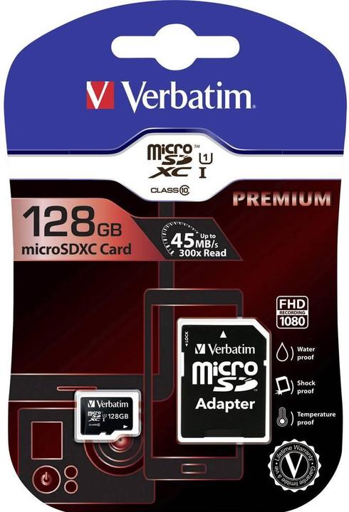 Actual product image Verbatim Micro SDXC Card Class 10 (128 GB, microSDXC, U1, UHS-I)