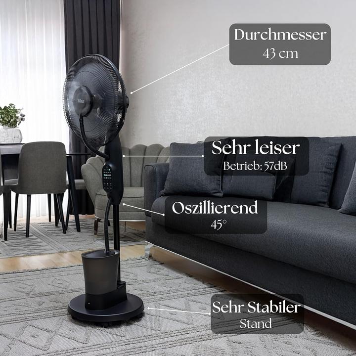 Actual product image Zilan 3-in-1 Standventilator mit Wasserkühlung (57 dB)