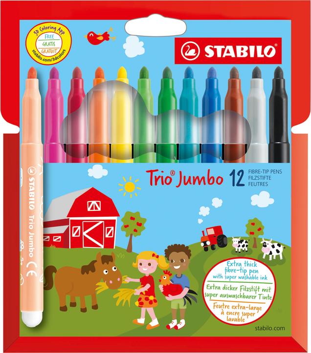 STABILO Trio Jumbo Thick Felt Tip Pen (12 x)