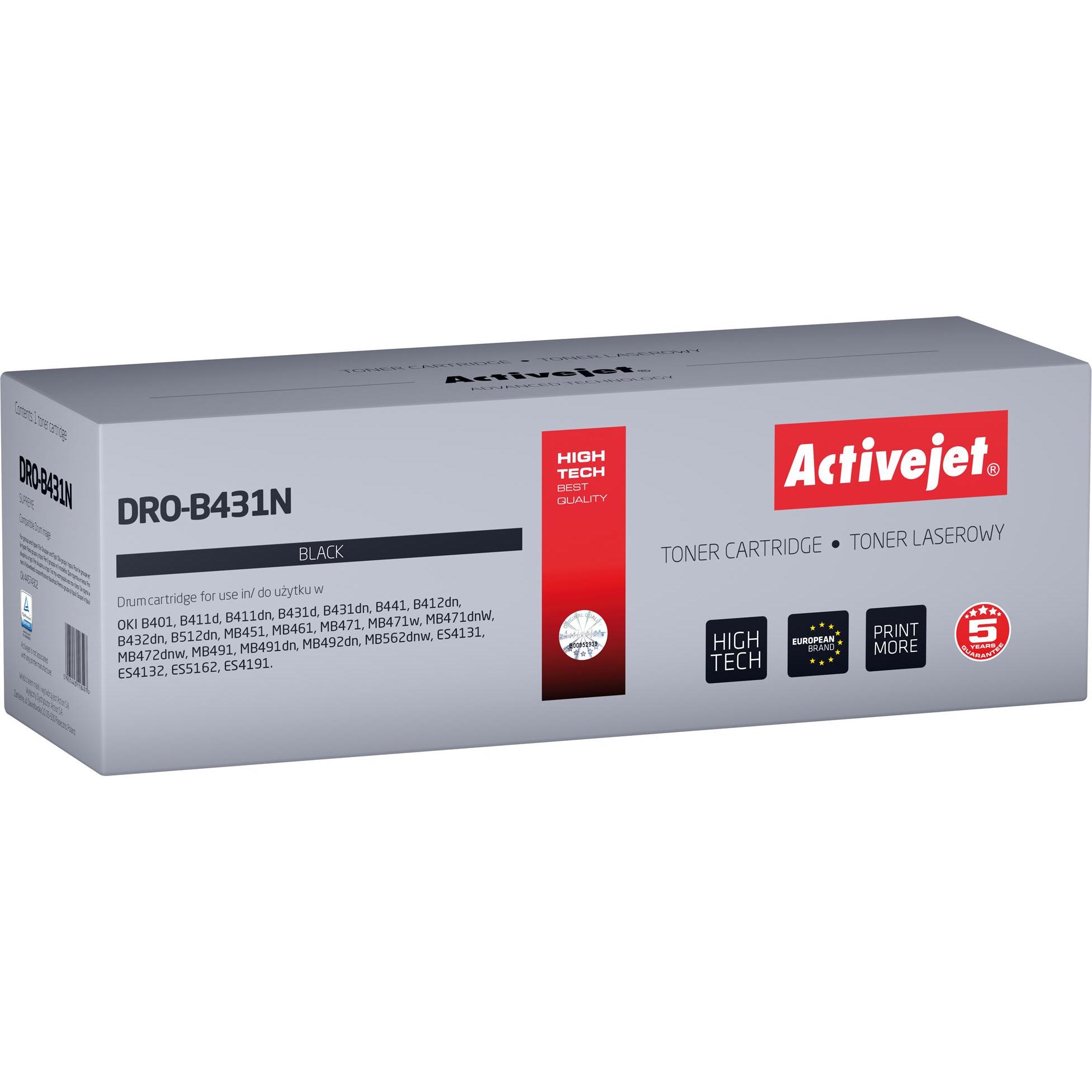 Activejet, Toner, Bęben DRO-B431N (zamiennik OKI 44574302 Supreme 25000 stron czarny) (B)