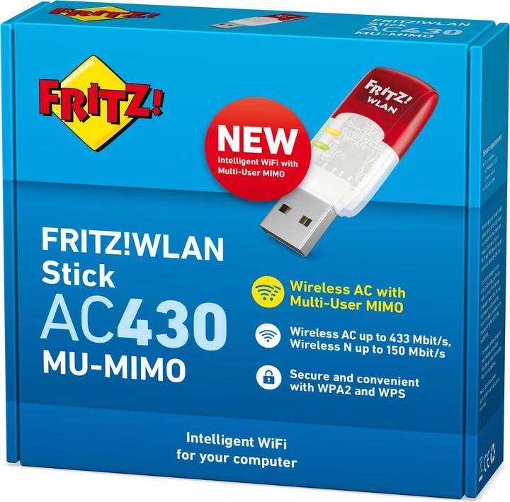 Productafbeelding AVM FRITZ!WLAN Stick AC 430 Mu-Mimo International (USB 2.0)