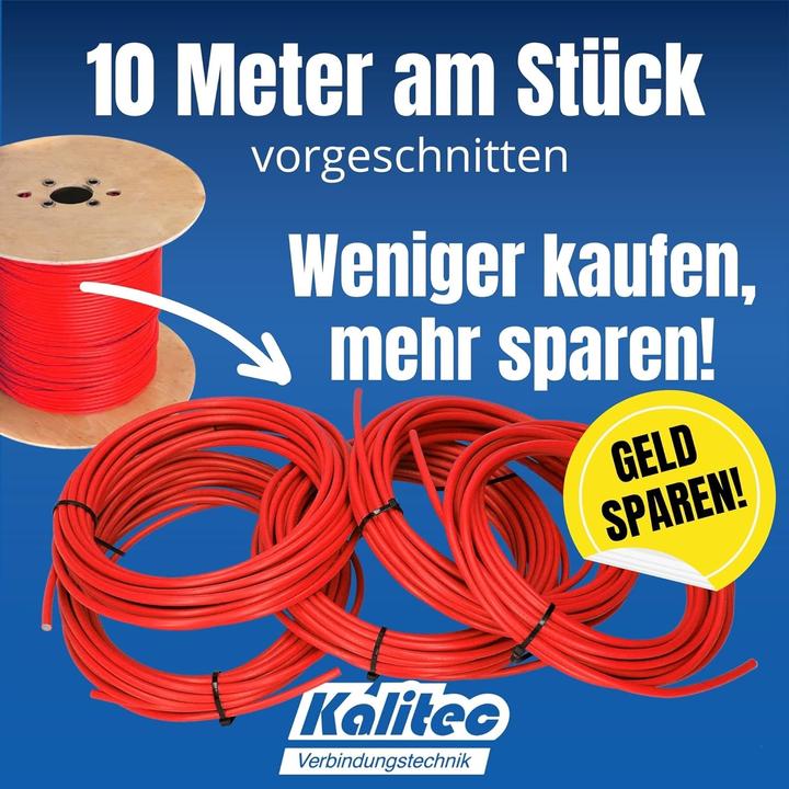 Produktbild Kalitec 10 Meter H05V-K 0,5 mm² rotI Kabel 0,5mm2 als Verdrahtungsleitung I flexible Aderleitung PVC (10 m)