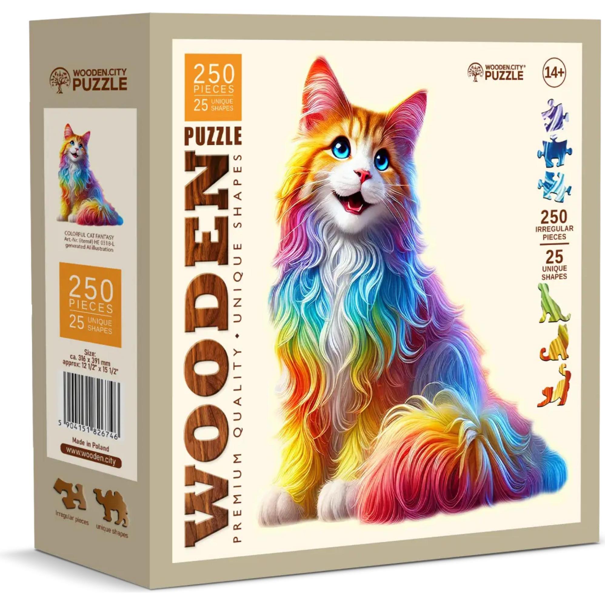 WoodenCity WOODEN CITY Colorful Cat Fantasy 250 Wooden Puzzle Jigsaw Puzzle with unique shapes (250 pezzi)