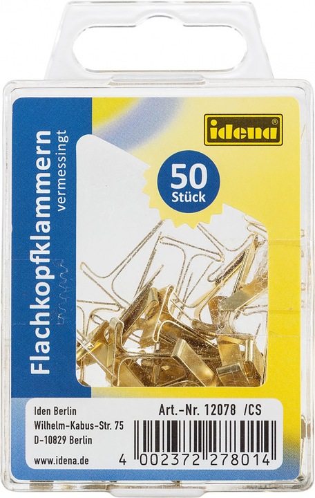 Produktbild Idena Flachkopfklammern 50Stk., vermessingt (50 x)