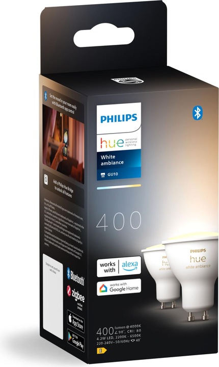Actual product image Philips Hue White Ambiance (GU10, 4.20 W, 400 lm, 2 x, E)