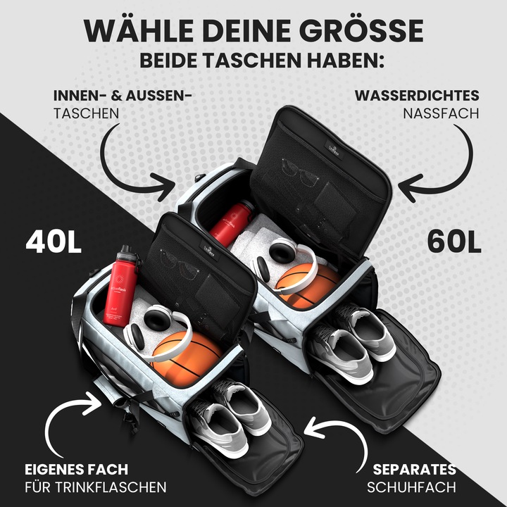 Produktbild BeMaxx Sport-Trainingstasche, 40L, Sage (40 l)