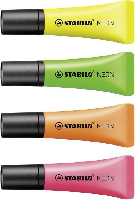 Produktbild STABILO NEON Textmarker (Orange, Gelb, Grün, Pink, 5 mm, 4 x)