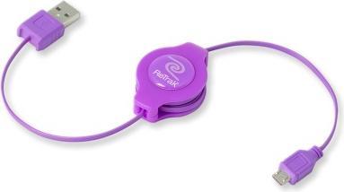 ReTrak Câble USB - micro USB 1m rétractable (Mauve) (1 m, USB 2.0)