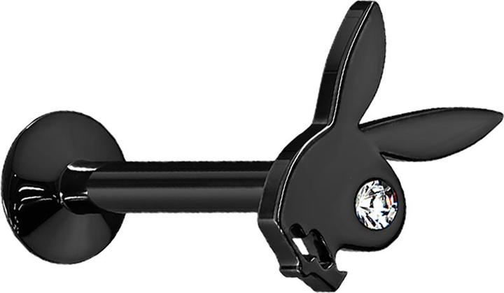 Produktbild Star Piercing Micro Labret Innengewinde schwarz Playboy Bunny (Messing, Chirurgenstahl 316L)