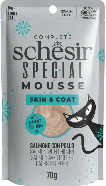 Schesir Special, Mousse, SKIN & COAT, Lachs mit Huhn, 70g (Adult, 1 Stk., 70 g)