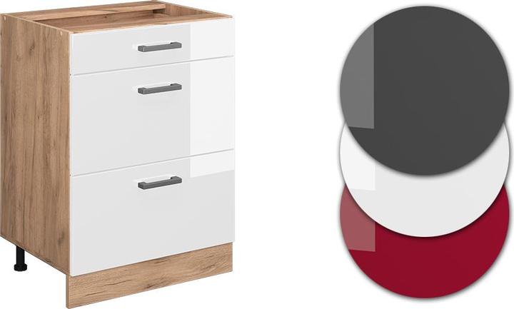 Gold power oak, White, White High Gloss