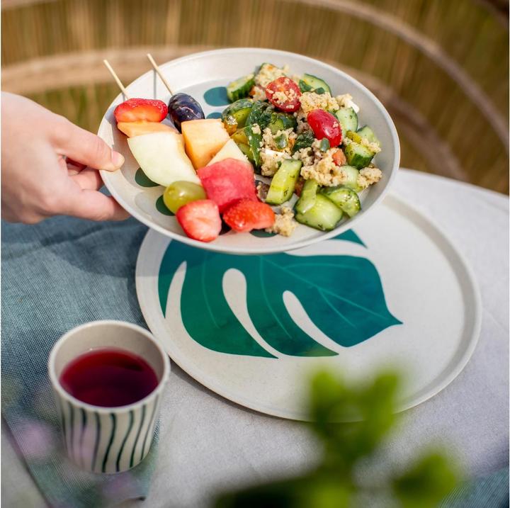 Produktbild Koziol Speiseteller Connect Monstera 4 Stück,Beige/Grün (4 x, 25.50 cm)