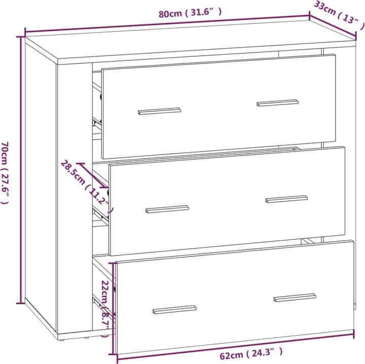 Image du produit vidaXL Highboard (80 x 33 x 70 cm)