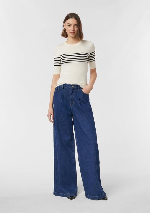 Produktbild Comma Strickpullover Kurzarmpullover im Slim Fit mit Streifen (38)