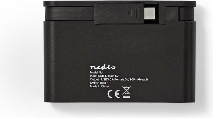 Produktbild Nedis USB Adapter USB 3.2 Gen 1 USB-CT Male 4X USB-A Nickel Plated Black Window Box with Euro Lock (USB-C, 4 Ports)